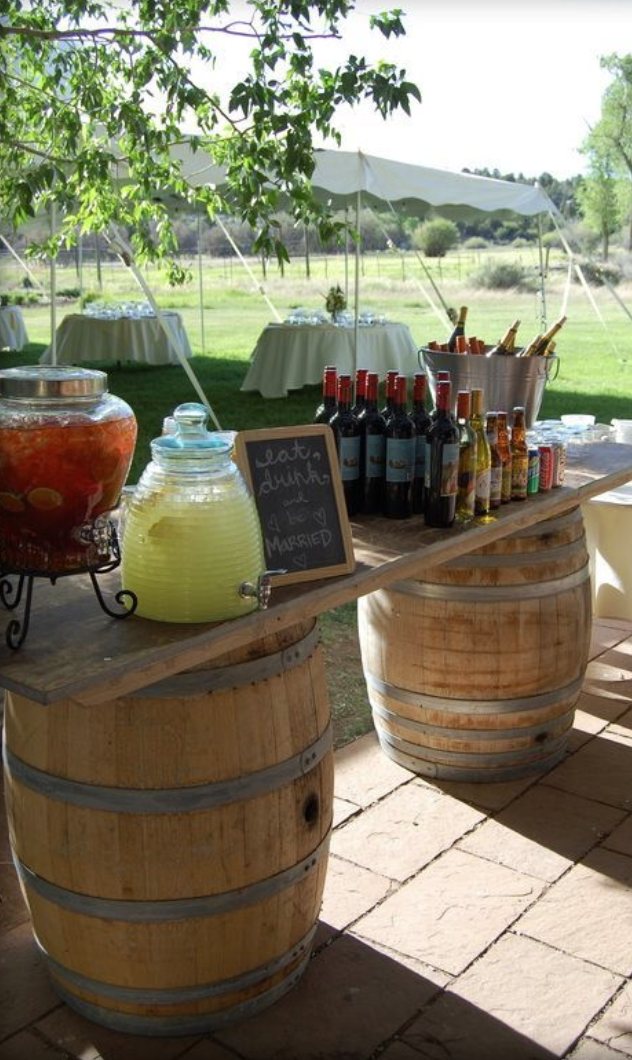 Wine Barrel Bar Table — Sunshine Coast wedding hire